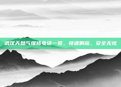 武汉天然气维修电话一览,快速响应,安全无忧