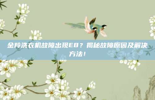 金羚洗衣机故障出现E8?揭秘故障原因及解决方法!