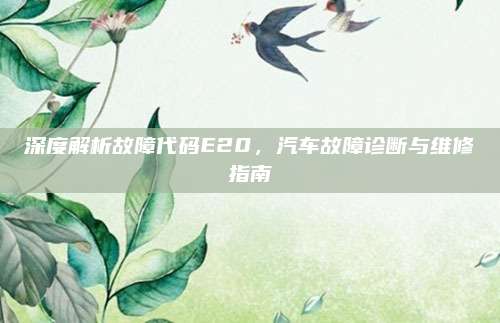 深度解析故障代码E20,汽车故障诊断与维修指南