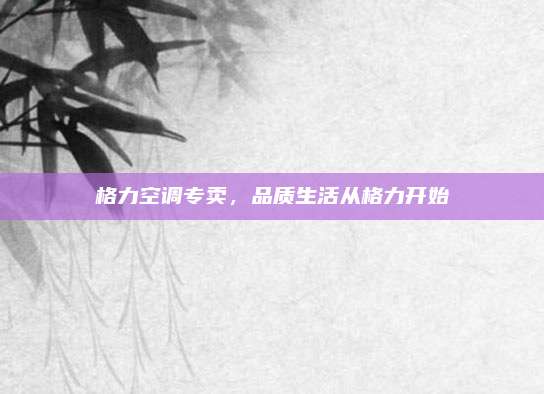 格力空调专卖，品质生活从格力开始