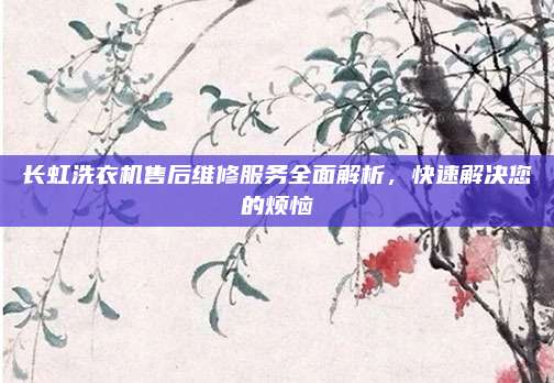 长虹洗衣机售后维修服务全面解析，快速解决您的烦恼