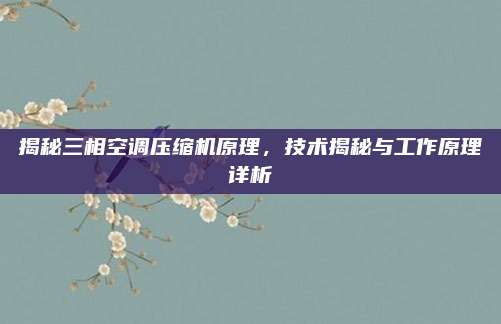 揭秘三相空调压缩机原理，技术揭秘与工作原理详析