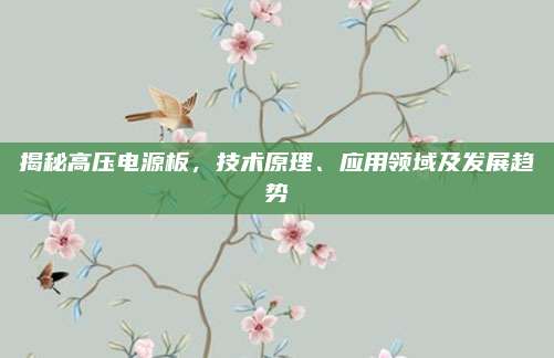 揭秘高压电源板,技术原理、应用领域及发展趋势
