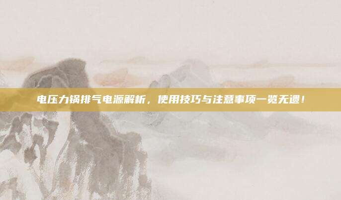 电压力锅排气电源解析，使用技巧与注意事项一览无遗！