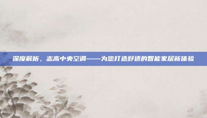深度解析，志高中央空调——为您打造舒适的智能家居新体验
