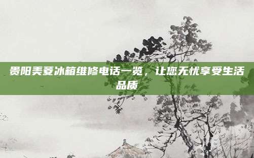 贵阳美菱冰箱维修电话一览,让您无忧享受生活品质