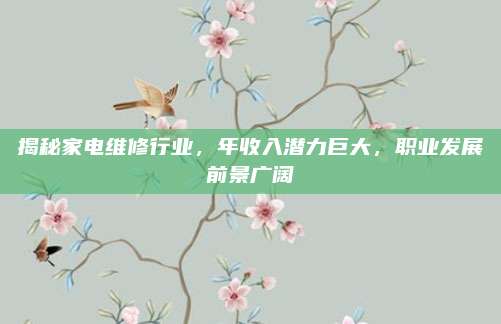 揭秘家电维修行业，年收入潜力巨大，职业发展前景广阔
