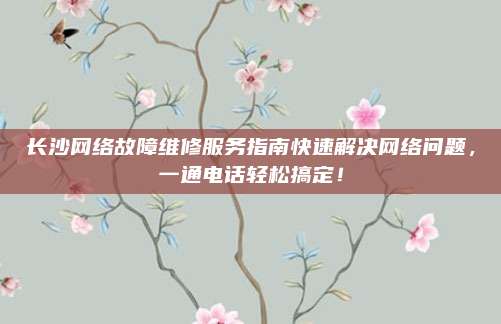 长沙网络故障维修服务指南快速解决网络问题，一通电话轻松搞定！