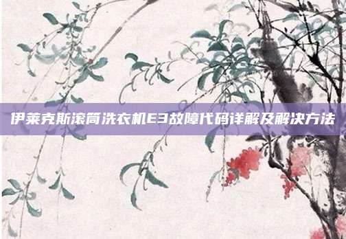 伊莱克斯滚筒洗衣机E3故障代码详解及解决方法