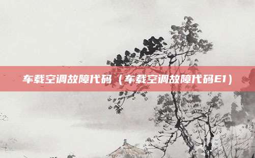 车载空调故障代码(车载空调故障代码E1)