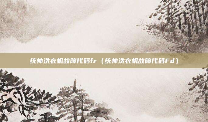 统帅洗衣机故障代码fr（统帅洗衣机故障代码Fd）