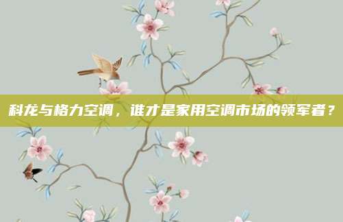 科龙与格力空调,谁才是家用空调市场的领军者?