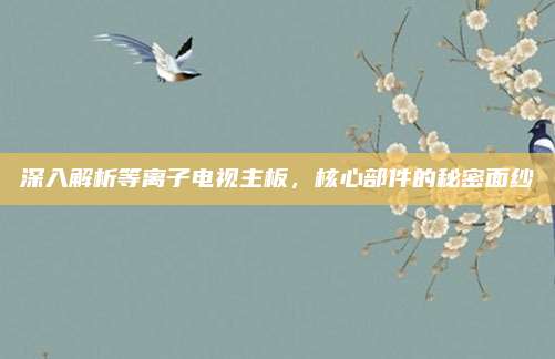 深入解析等离子电视主板,核心部件的秘密面纱