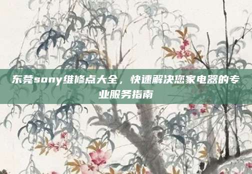 东莞sony维修点大全，快速解决您家电器的专业服务指南