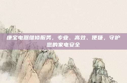 康宝电器维修服务，专业、高效、便捷，守护您的家电安全