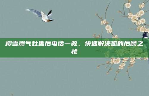 樱雪燃气灶售后电话一览,快速解决您的后顾之忧