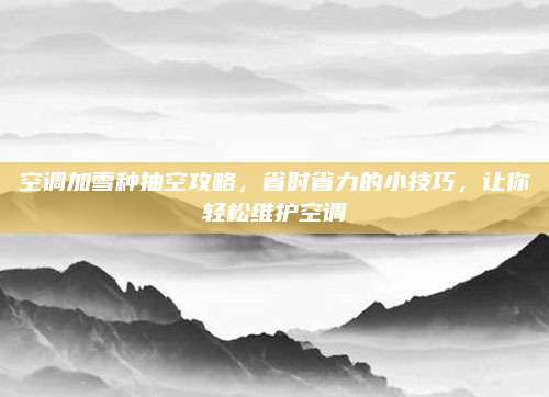 空调加雪种抽空攻略,省时省力的小技巧,让你轻松维护空调