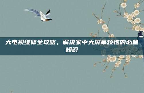 大电视维修全攻略，解决家中大屏幕烦恼的必备知识