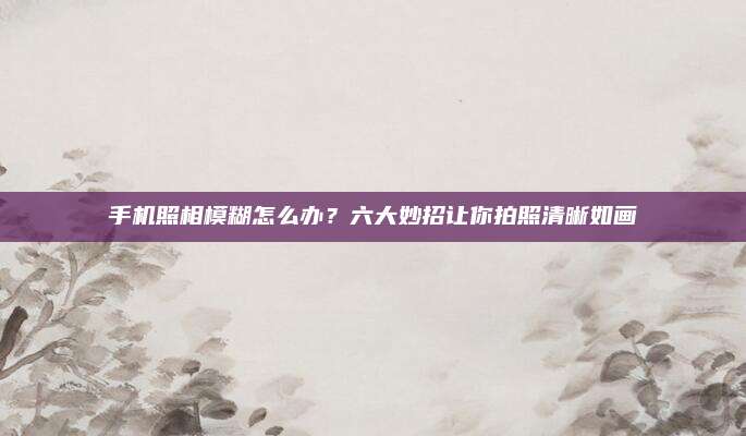 手机照相模糊怎么办?六大妙招让你拍照清晰如画