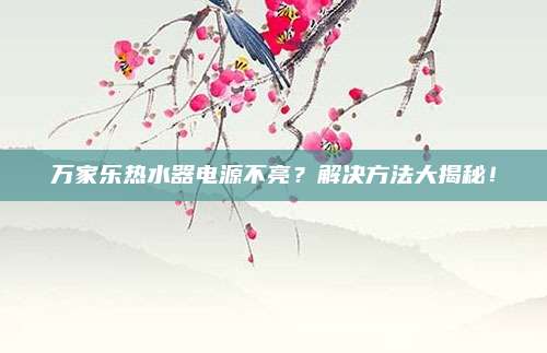 万家乐热水器电源不亮？解决方法大揭秘！