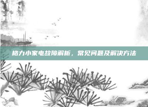 格力小家电故障解析,常见问题及解决方法