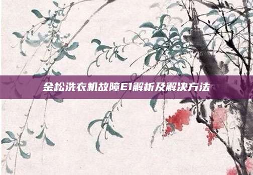 金松洗衣机故障E1解析及解决方法