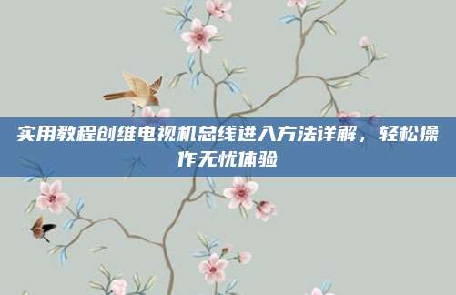 实用教程创维电视机总线进入方法详解，轻松操作无忧体验
