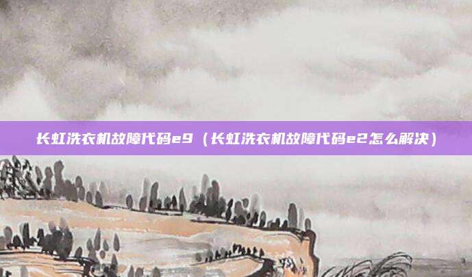 长虹洗衣机故障代码e9（长虹洗衣机故障代码e2怎么解决）