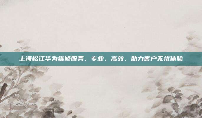 上海松江华为维修服务,专业、高效,助力客户无忧体验