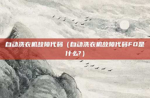 自动洗衣机故障代码(自动洗衣机故障代码FO是什么?)