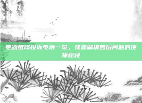 电器维修投诉电话一览，快速解决售后问题的便捷途径
