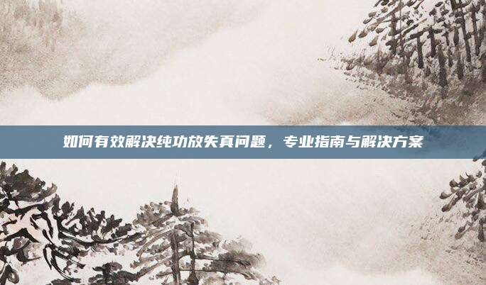 如何有效解决纯功放失真问题，专业指南与解决方案