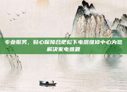 专业服务,贴心保障合肥松下电器维修中心为您解决家电难题