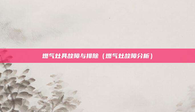 燃气灶具故障与排除(燃气灶故障分析)