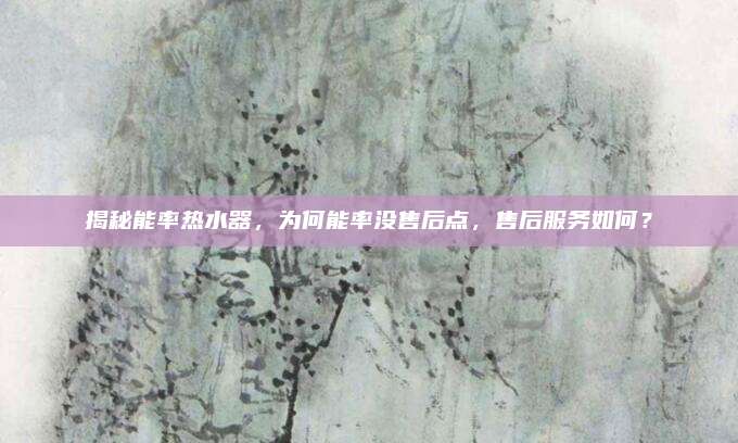 揭秘能率热水器,为何能率没售后点,售后服务如何?