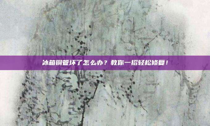 冰箱铜管坏了怎么办？教你一招轻松修复！