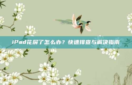 iPad花屏了怎么办?快速排查与解决指南