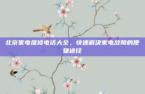 北京家电维修电话大全，快速解决家电故障的便捷途径