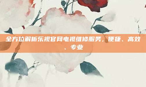 全方位解析乐视官网电视维修服务，便捷、高效、专业