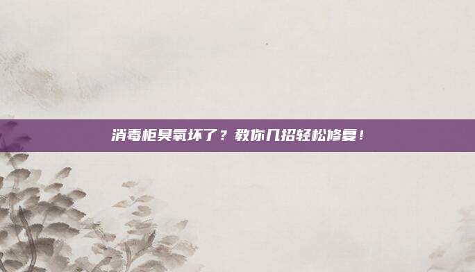 消毒柜臭氧坏了?教你几招轻松修复!
