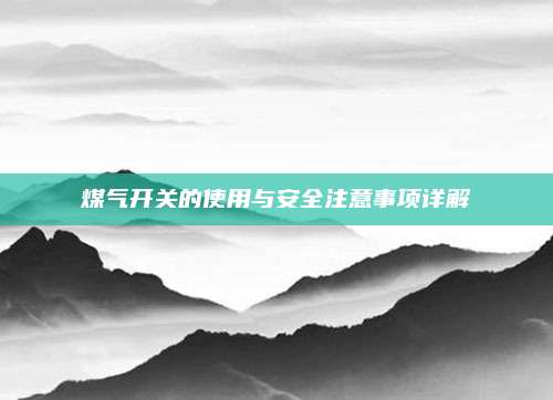 煤气开关的使用与安全注意事项详解