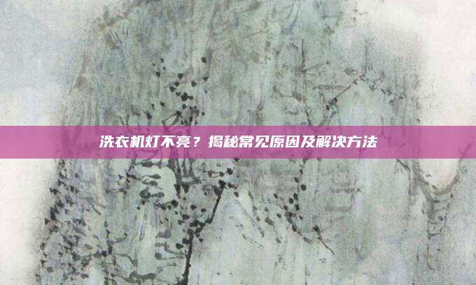 洗衣机灯不亮？揭秘常见原因及解决方法