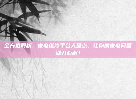 全方位解析，家电维修平台大盘点，让你的家电问题迎刃而解！