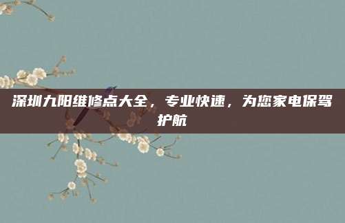 深圳九阳维修点大全，专业快速，为您家电保驾护航