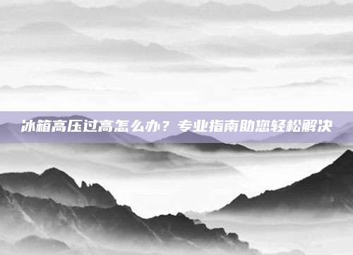 冰箱高压过高怎么办？专业指南助您轻松解决