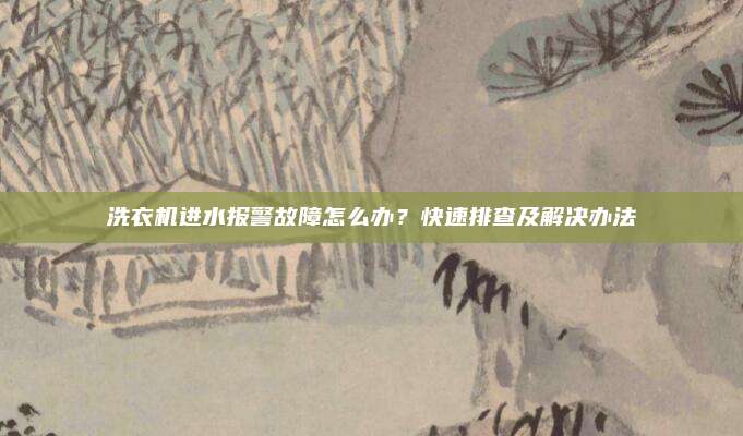 洗衣机进水报警故障怎么办？快速排查及解决办法