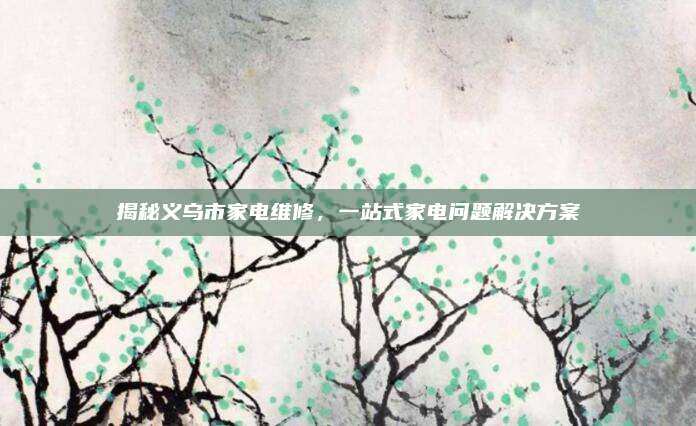 揭秘义乌市家电维修，一站式家电问题解决方案