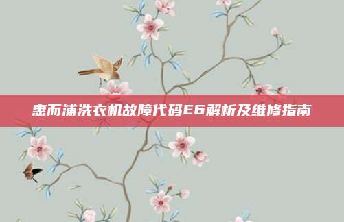 惠而浦洗衣机故障代码E6解析及维修指南