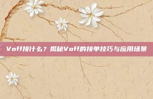 Voff接什么？揭秘Voff的接单技巧与应用场景