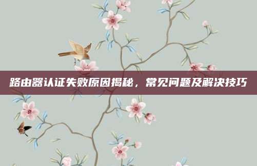 路由器认证失败原因揭秘，常见问题及解决技巧